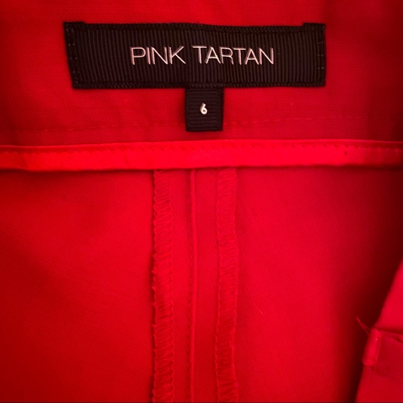 Pink Tartan red dress pants with ribbed cuff ankles - Picture 4 of 4
